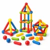 Colourful magnetic construction stick-and-ball building set with assembled towers and loose pieces — STEM toy for kids in Pakistan