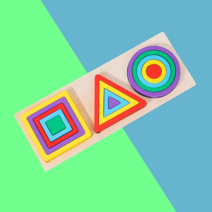 Puzzle, Wooden Shape Sorting  – Circle, Square, Triangle