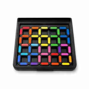 IQ logic puzzle brain teaser game with colourful pieces on a black grid board, in Pakistan with cash on delivery