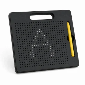 Black magnetic drawing board with stylus pen and steel beads for kids, available in Pakistan with cash on delivery
