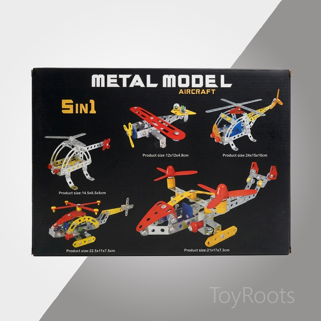 Metal Model Aircraft Set – 5-in-1 Assembly STEM Toy | ToyRoots Pakistan Metal model aircraft set with 5 assembly options — STEM building toy for kids in Pakistan