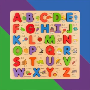 Alphabet puzzle board phonetic illustrations