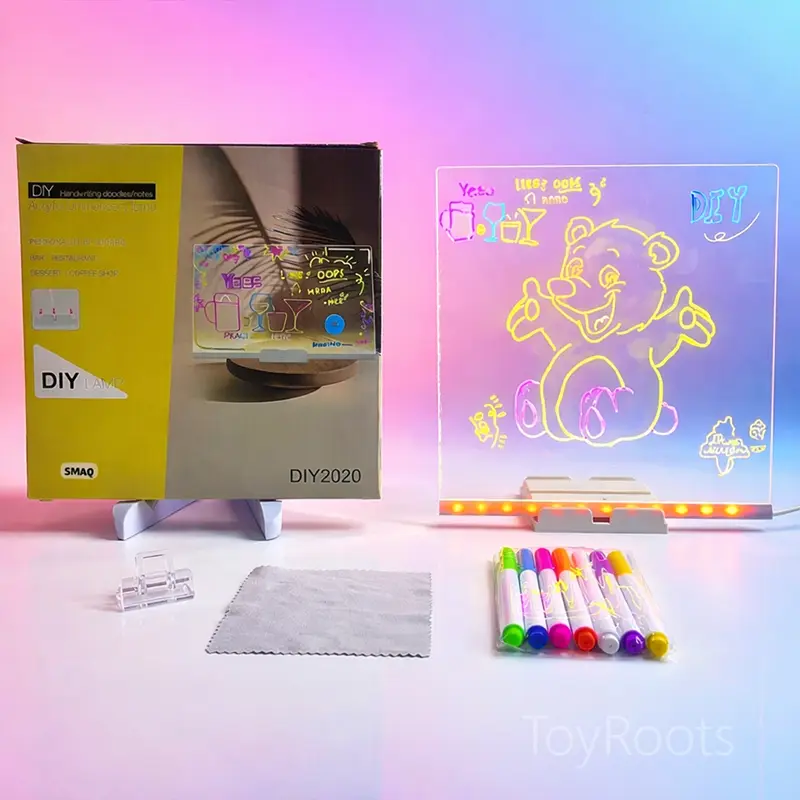 Buy DIY Acrylic LED Note Board with Neon Markers | STEM Educational Toy DIY acrylic LED note board with neon markers – buy educational STEM toy for kids online
