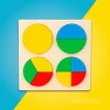 Wooden fraction circles puzzle with whole half thirds and quarters for early maths learning in Pakistan