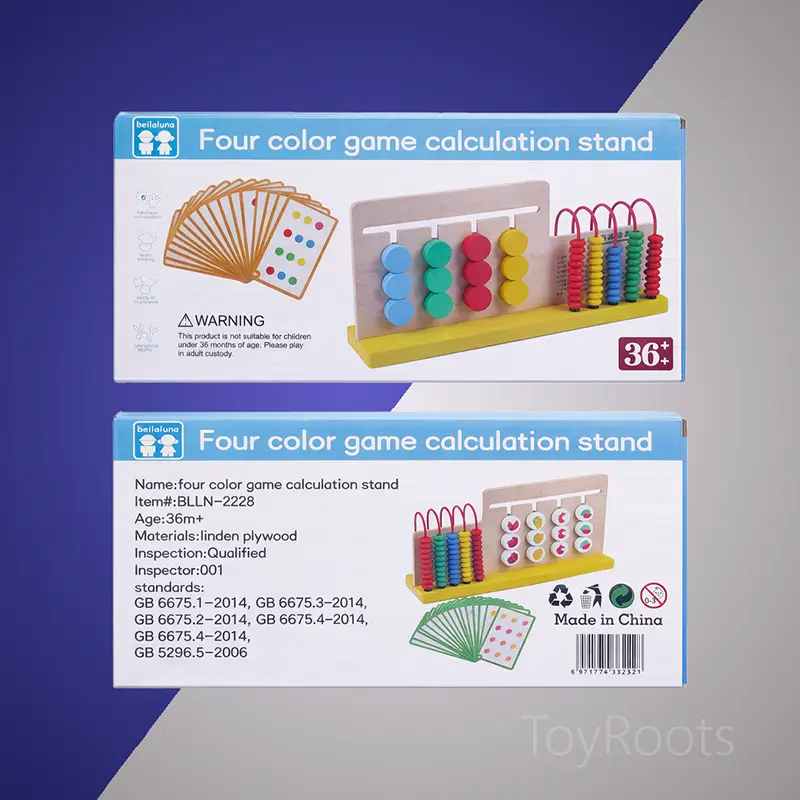 ToyRoots Abacus Product Packaging Premium packaging for the ToyRoots Sturdy Montessori Logic and Math Stand.
