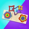 Geometric shape stacking toy pieces — complete set of colorful wooden Montessori shapes for toddlers in Pakistan