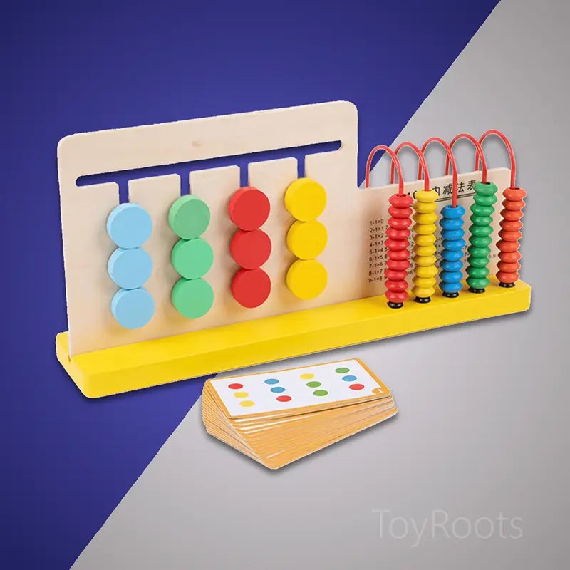 ToyRoots Montessori Abacus Logic Stand ToyRoots Sturdy 2-in-1 Montessori Wooden Logic Game and Abacus for Wood Learning.