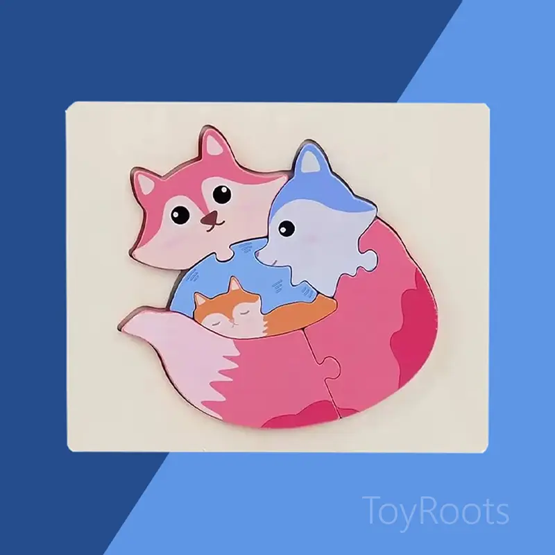 Montessori Wooden Fox Jigsaw Puzzle – Chunky Nesting Animal Puzzle for Toddlers | ToyRoots Pakistan Montessori wooden fox jigsaw puzzle toy — chunky nesting animal puzzle for toddlers in Pakistan