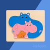 Montessori wooden hippo jigsaw puzzle toy — chunky nesting animal puzzle for toddlers in Pakistan