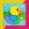 Multi color wooden duck toddler puzzle toy — colorful chunky Montessori animal puzzle for kids in Pakistan