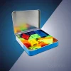 Compact 16cm metal storage tin for magnetic building tiles—perfect for travel.