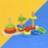 Rainbow three column tower wooden sorting educational & STEM toy.