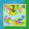Wooden dinosaur puzzle tyrannosaurus triceratops