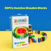 Wooden domino blocks 50 piece set packaging — rainbow Montessori stacking toy for kids in Pakistan