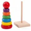Wooden rainbow stacker rings with base educational developmental toy by ToyRoots.