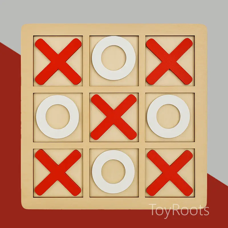 Wooden Tic Tac Toe Board Game Red & White – Classic Family Strategy Game | ToyRoots Pakistan Wooden tic tac toe board game red white — classic strategy family game for kids in Pakistan