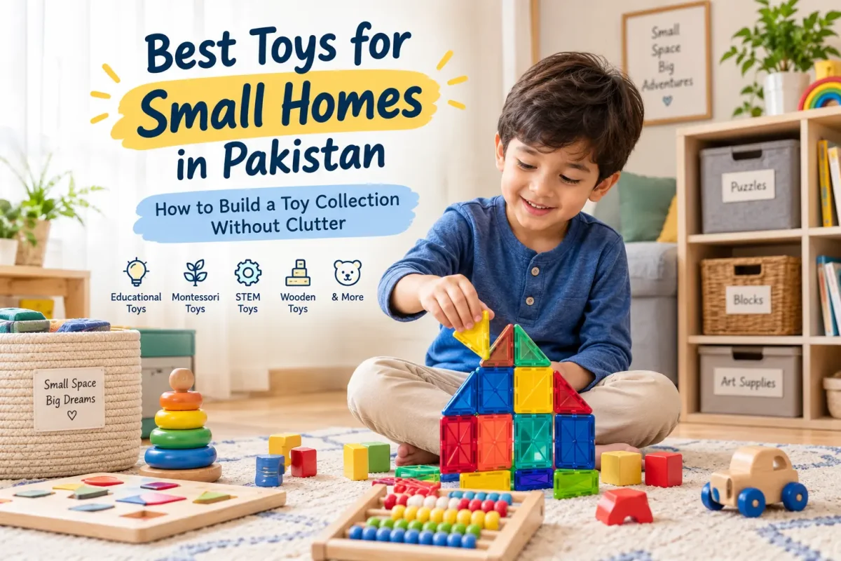 Best toys for small homes in Pakistan, including puzzles, building blocks and compact educational toys