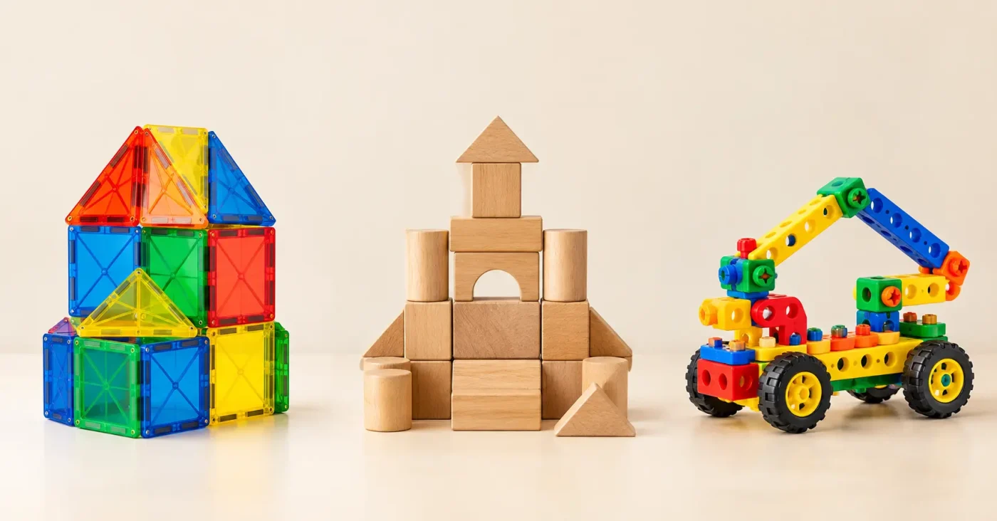 Magnetic building blocks vs wooden blocks vs construction toys for kids